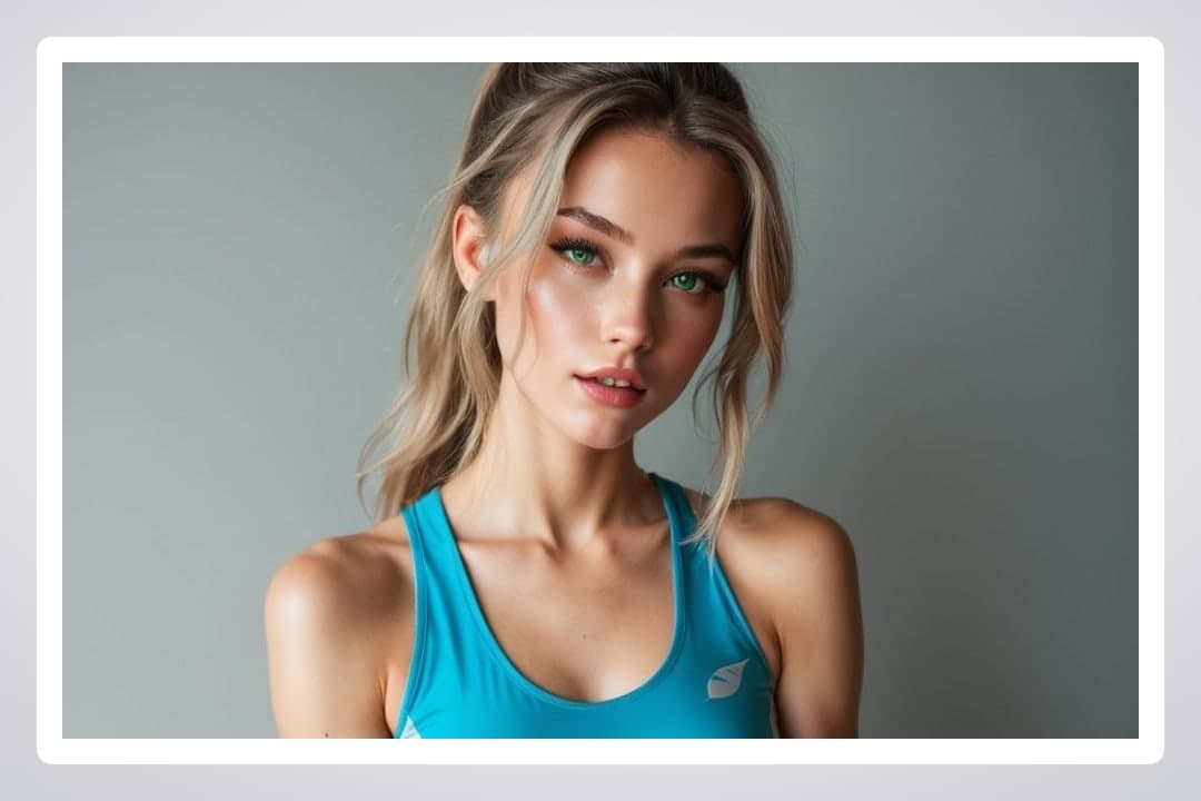 Turquoise tank top close-up portrait