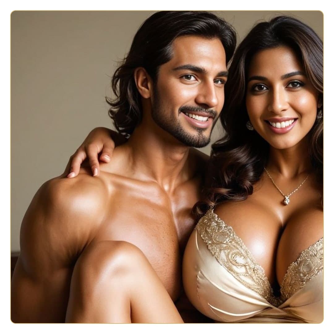 Close-up with muscular partner