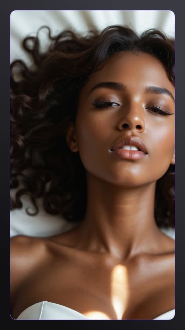 Young adult ebony in white top