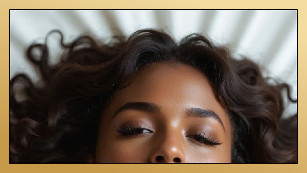 Curly hair close-up on sheets
