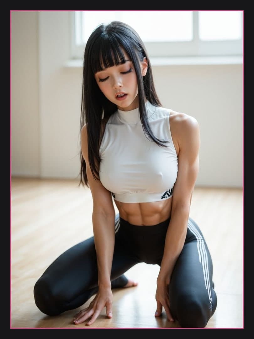 Low angle athletic stretch pose