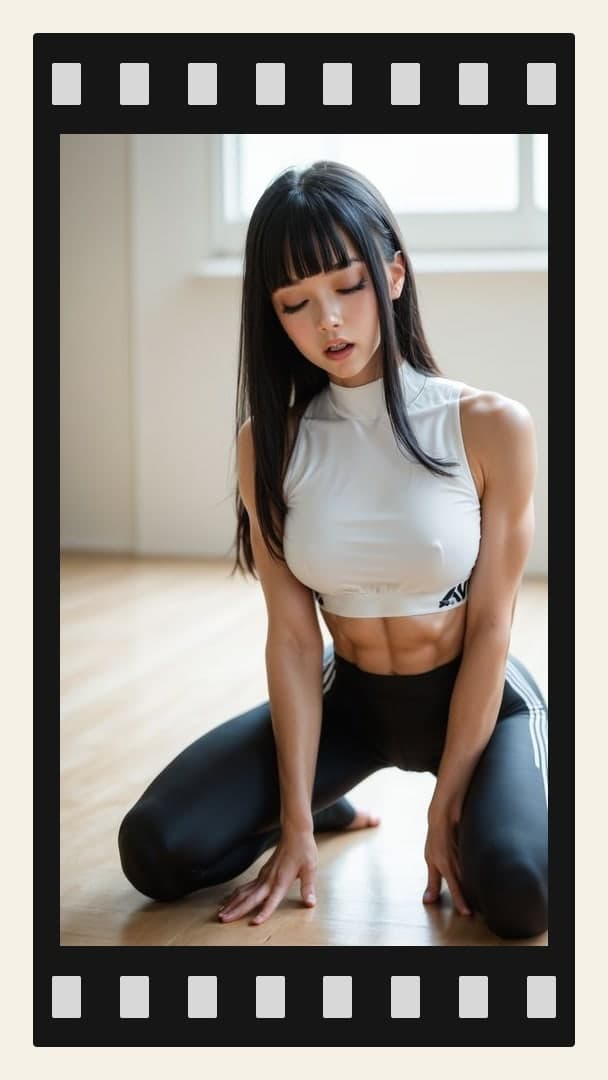 Young adult on light wood floor