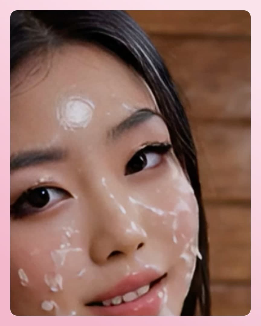Raven hair facial with dripping cum