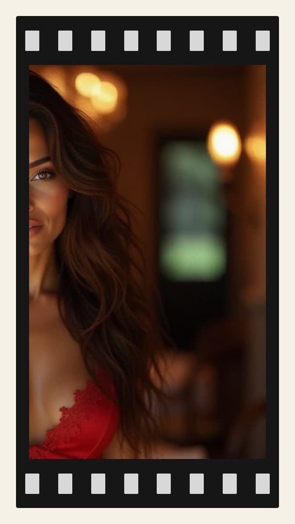 Over shoulder red lace bra selfie