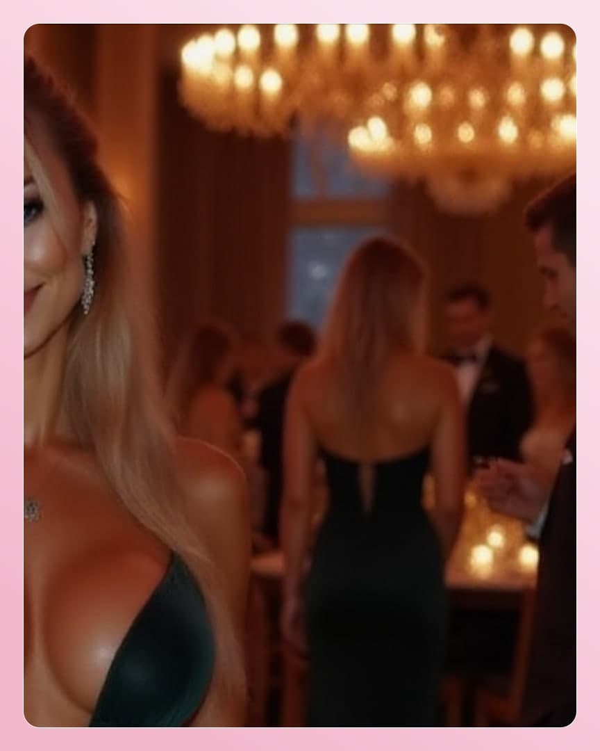 Blonde blue eyes evening dress