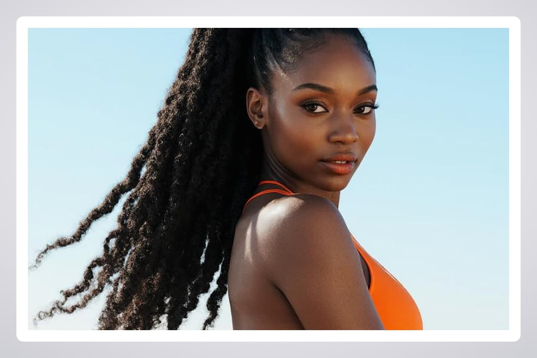 Young adult ebony trainer over shoulder