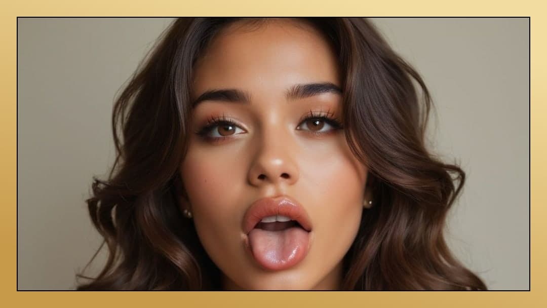 Ahegao tongue out close-up