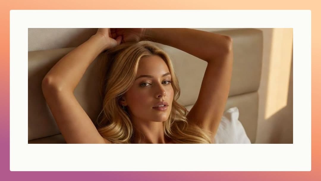 Topless blonde lying in bed