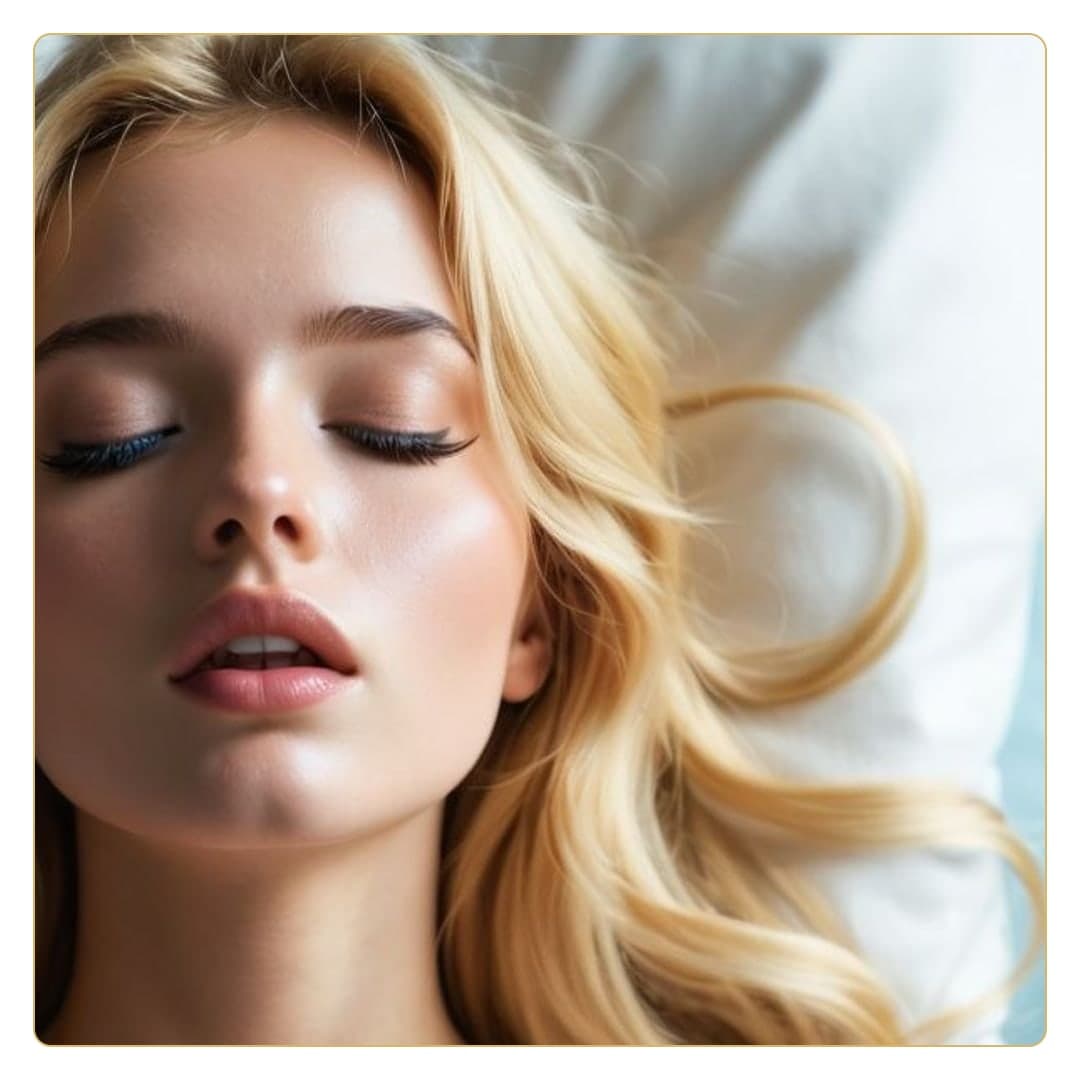 Blonde hair spread on pillow