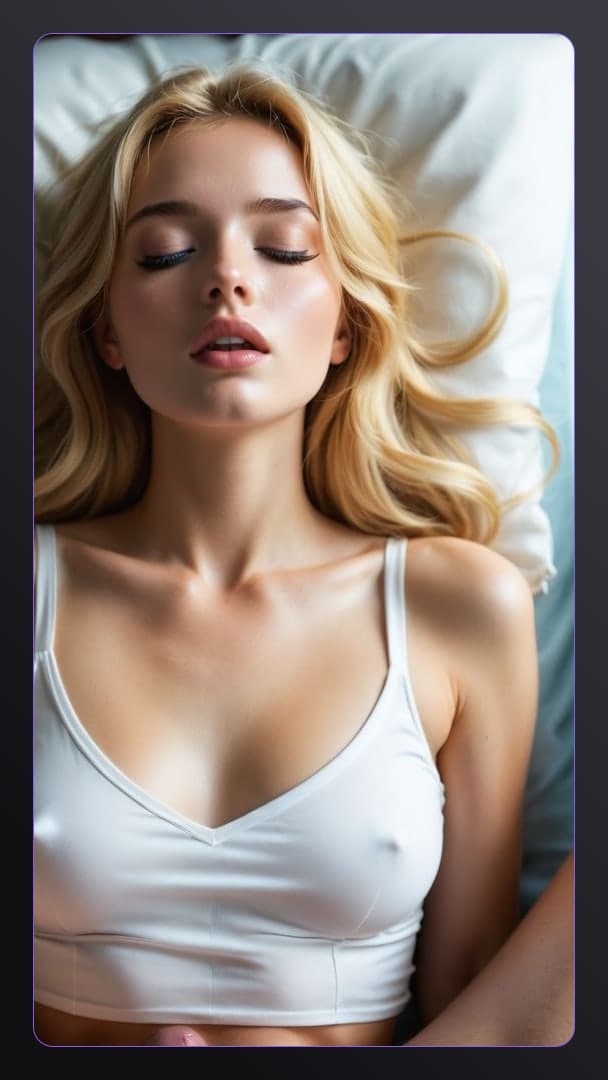 Big natural tits in white crop top
