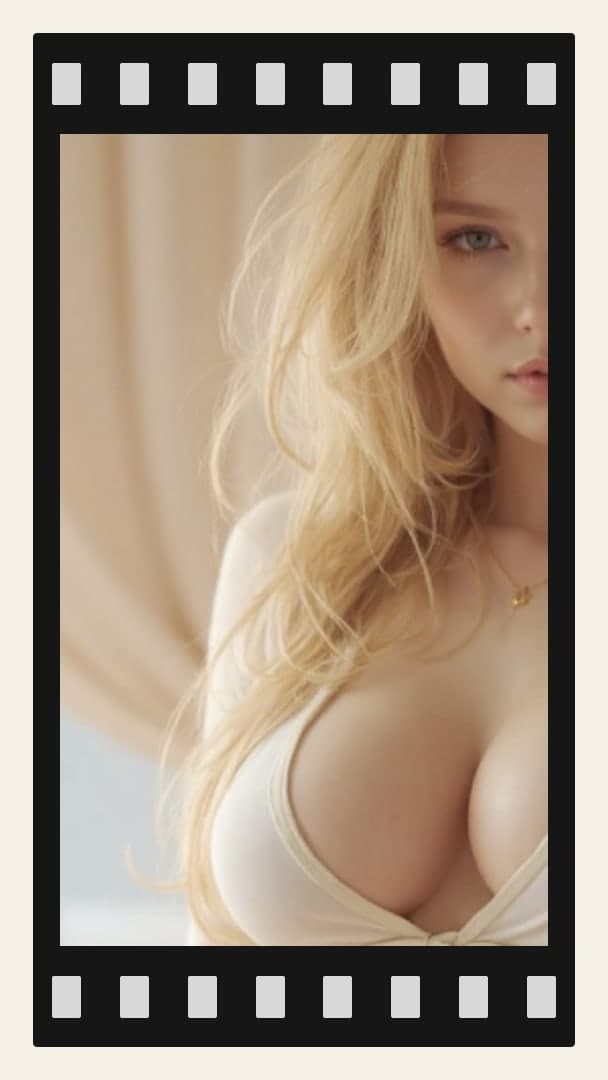 Blonde blue eyes deep cleavage portrait