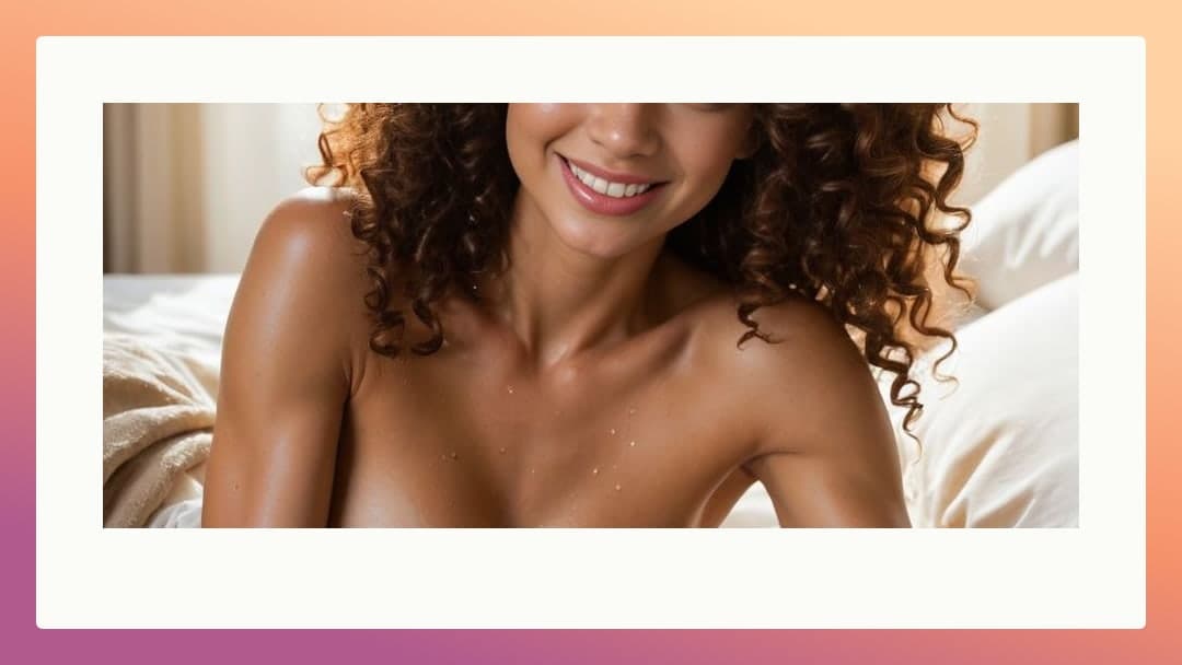 Curly brunette topless in bed