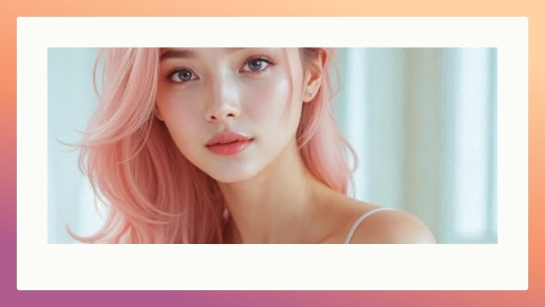 Pink hair close-up portrait in studio