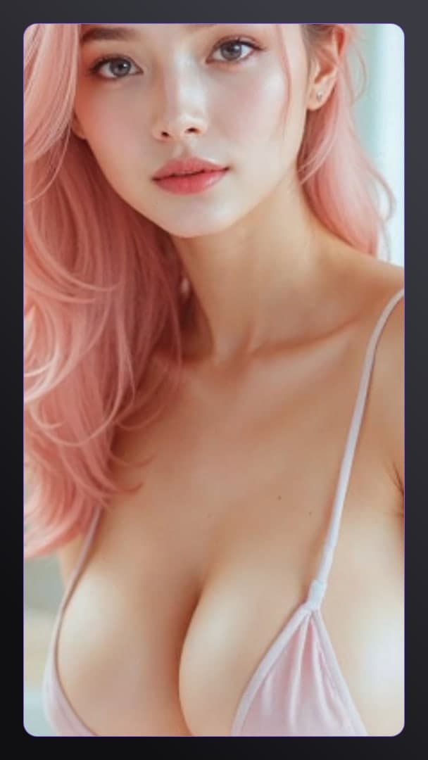 Pink hair micro bikini selfie