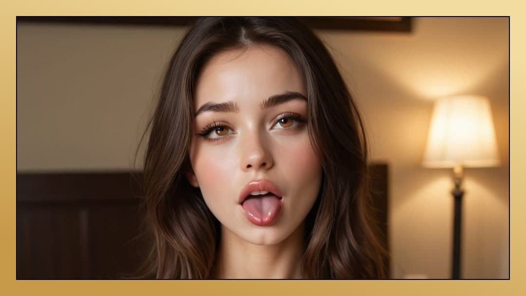 Wavy brunette hazel eyes selfie