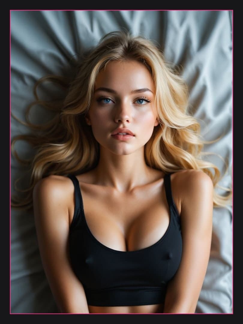 Blonde big natural tits in black crop top