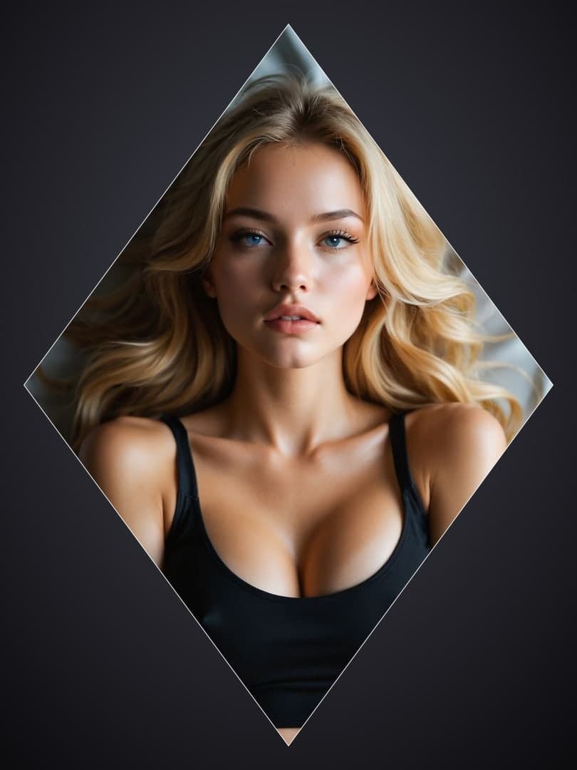 Direct gaze cleavage portrait