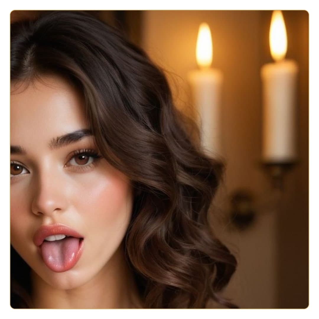 Wavy brunette ahegao beauty close-up