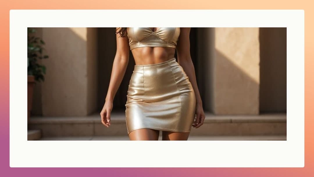 Gold crop top torso close-up