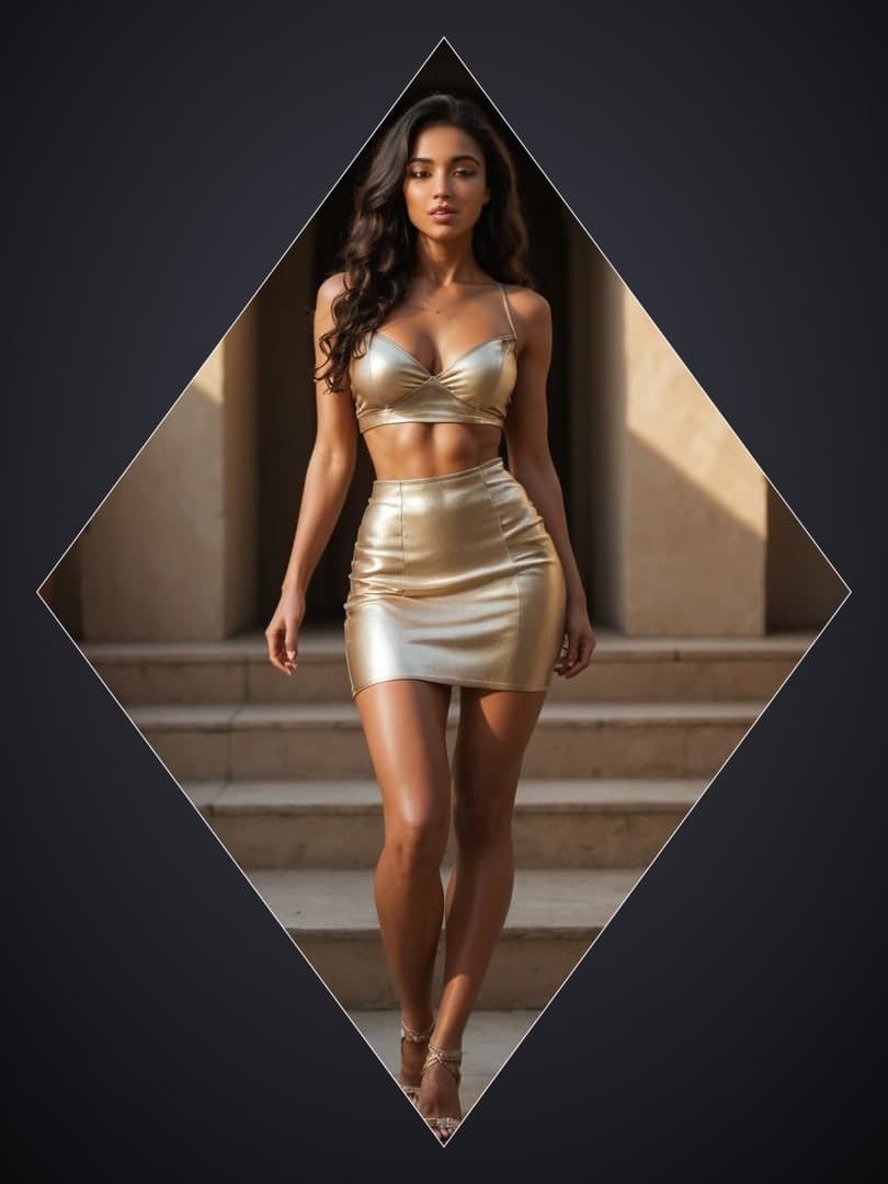 Gold outfit on stone steps