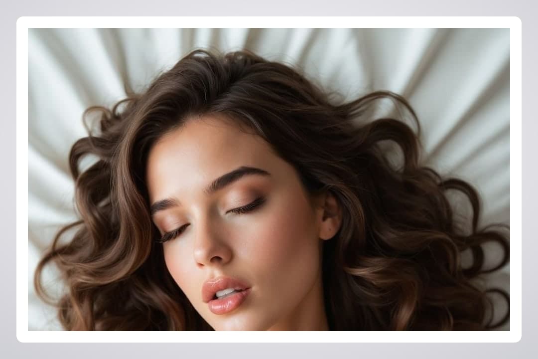 Wavy brunette lying back on sheets