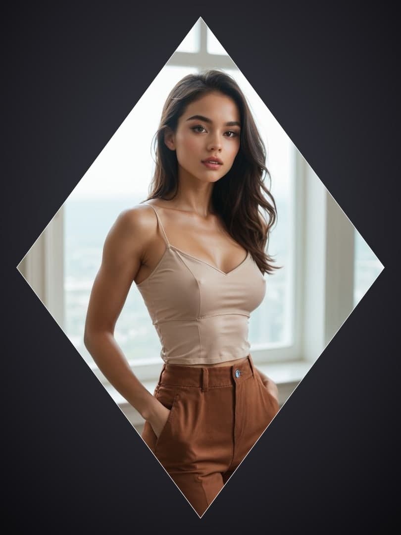 Full body beige outfit portrait