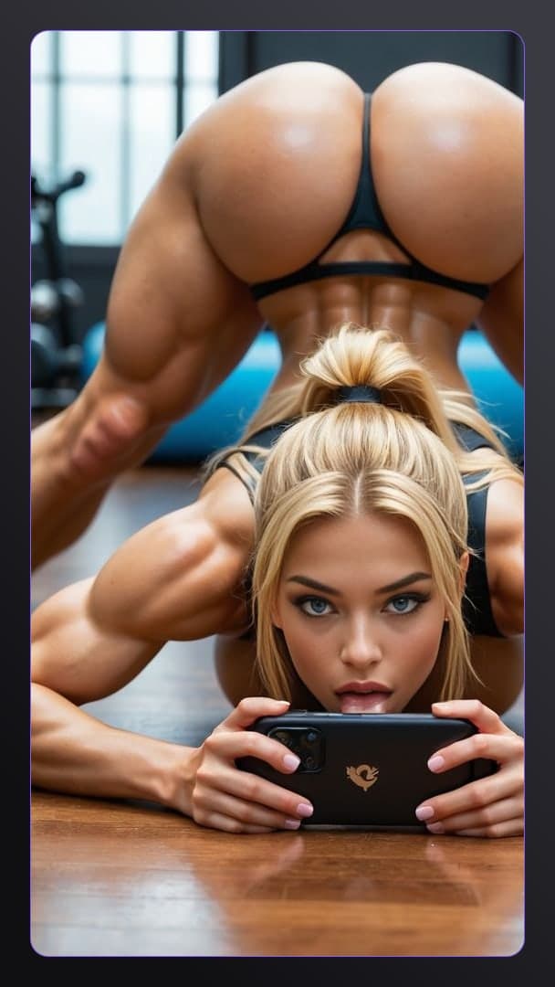 Athletic blonde thick ass gym floor