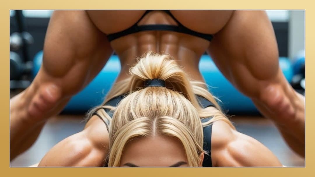 College blonde on all fours gym pose