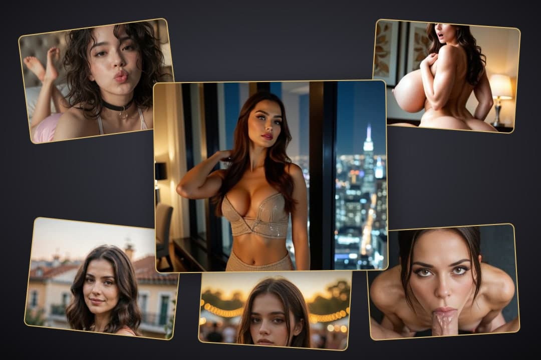Curvy brunette lingerie city skyline