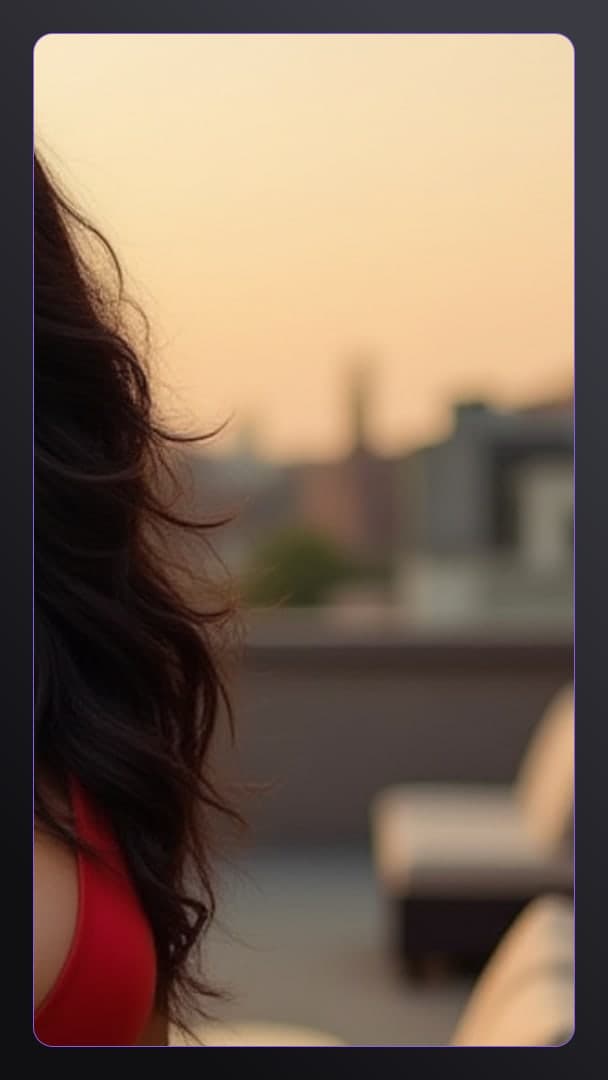 Over-the-shoulder balcony sunset