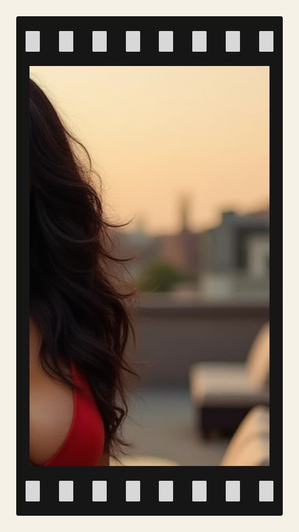 Curvy back and cleavage on balcony
