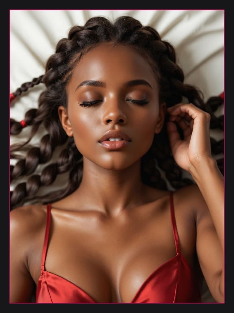 Long box braids on white sheets
