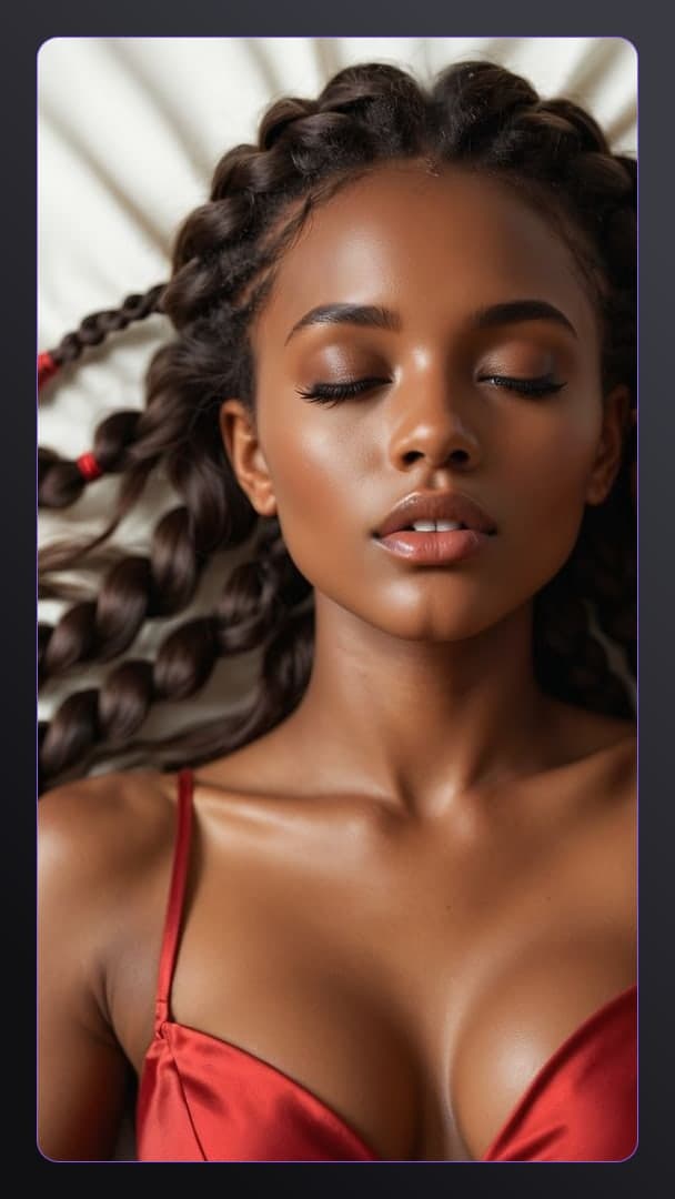 Young Black woman in red satin camisole