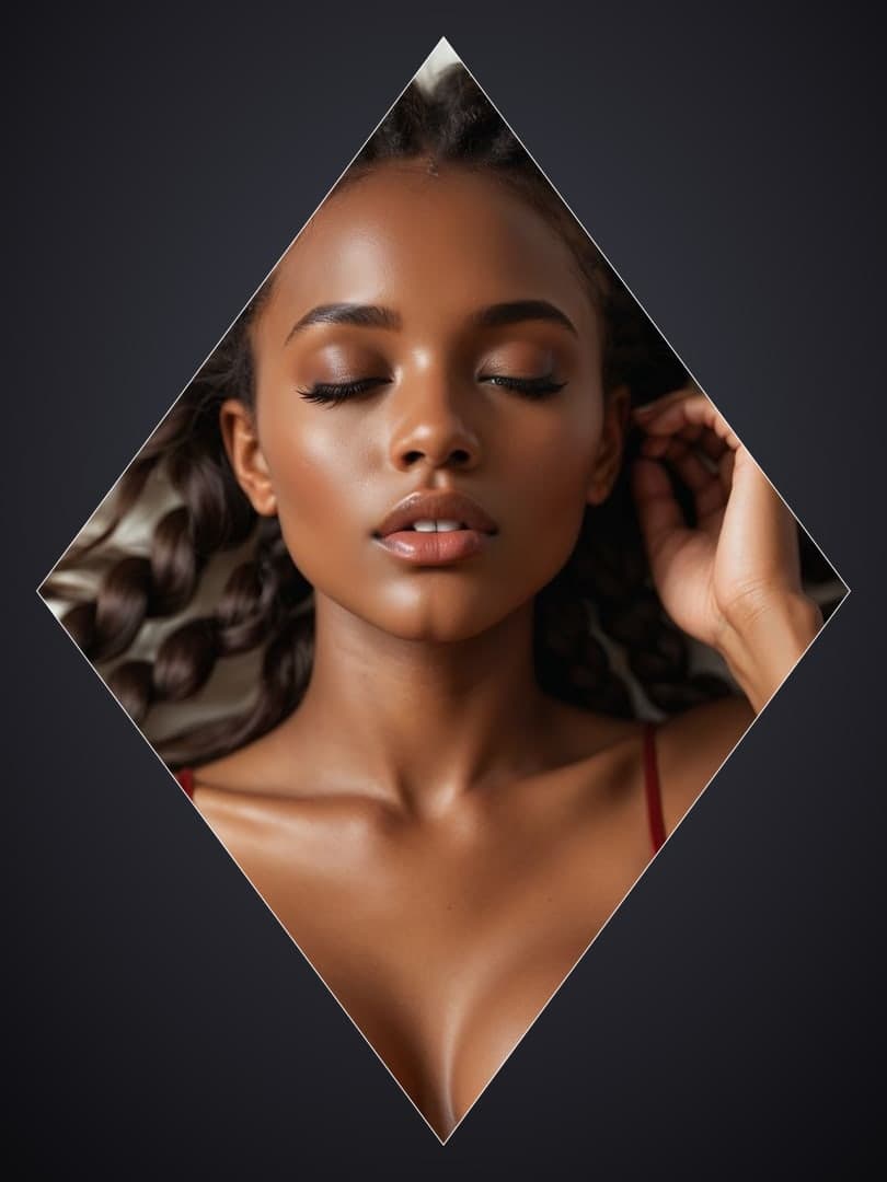 Black woman in red straps portrait