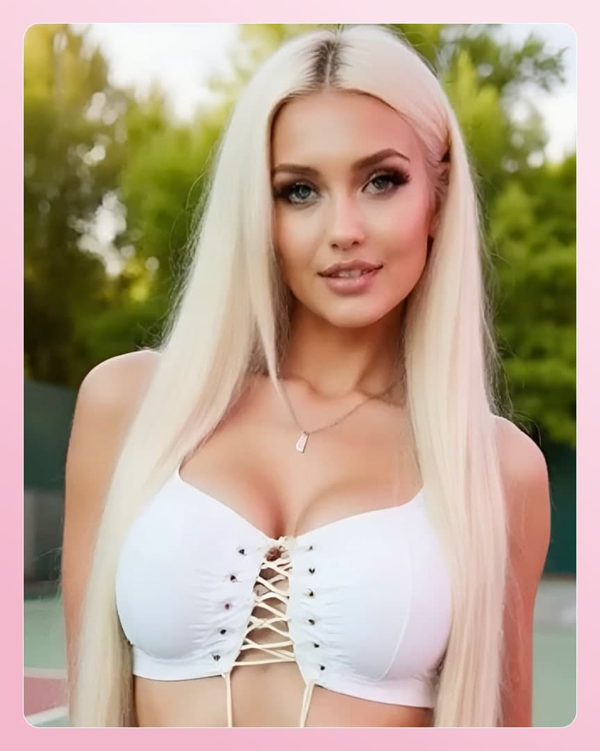 Platinum blonde crop top selfie