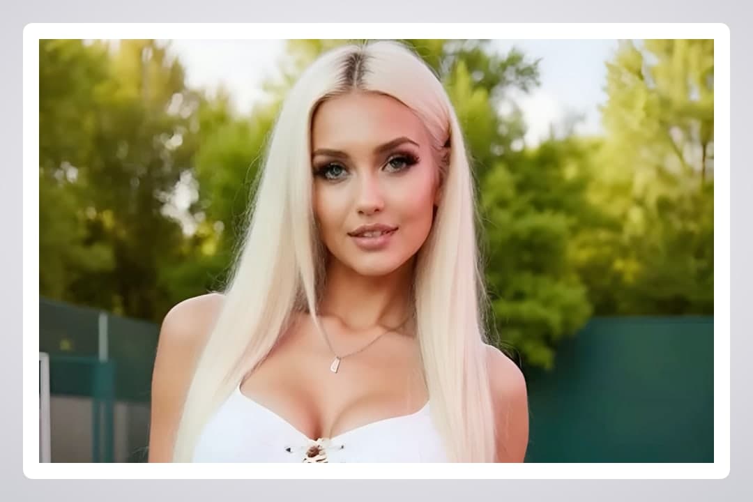 Platinum blonde blue eyes selfie