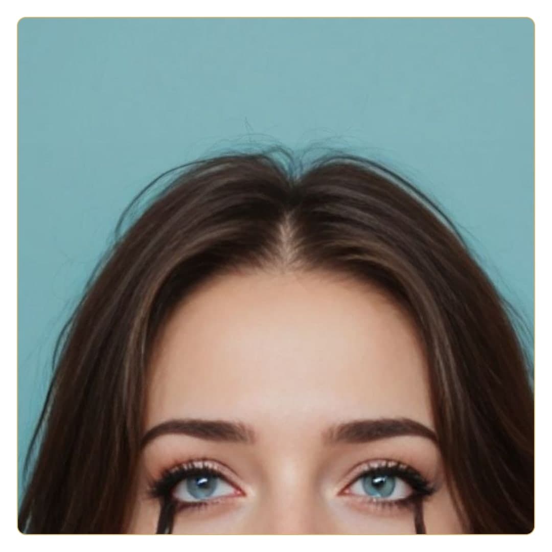 Messy mascara close-up face