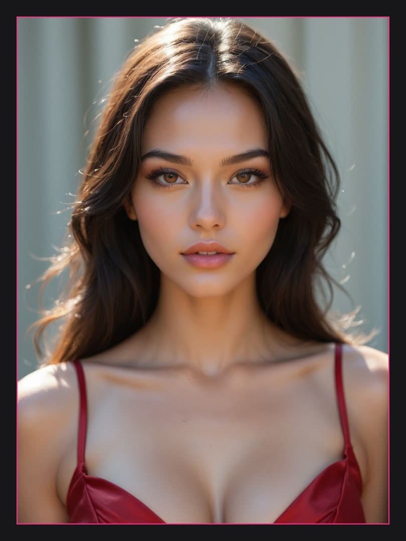 Long wavy dark hair portrait