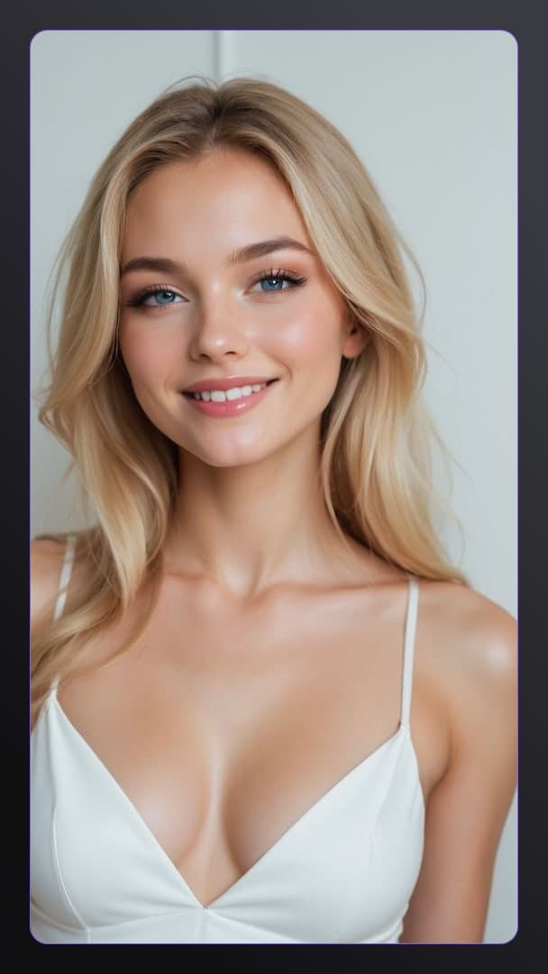 Blonde cleavage close-up portrait