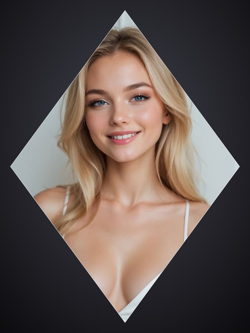 Busty blonde in low-cut white top