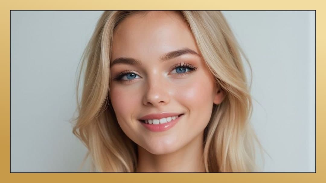 Slim blonde close-up portrait glow