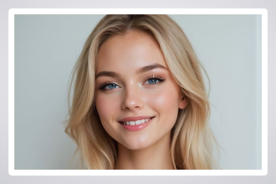 Platinum blonde blue eyes close-up
