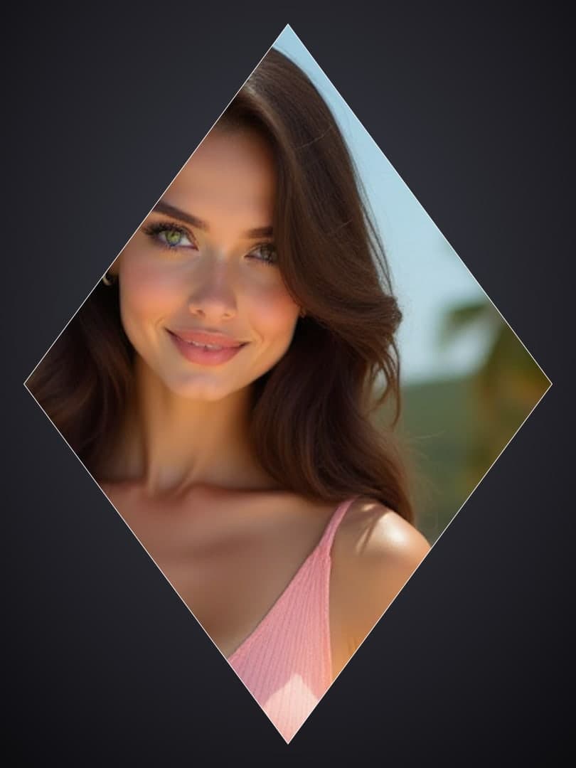 Diamond framed pink tank portrait