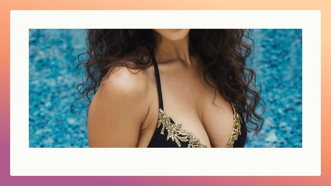 Wide pool cleavage banner shot