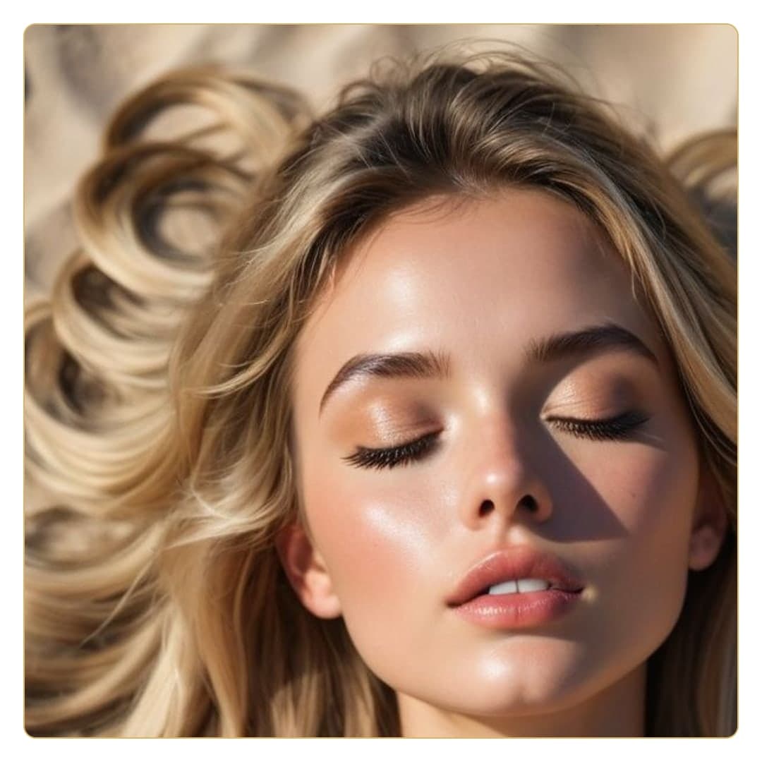 Blonde beach close-up in sand