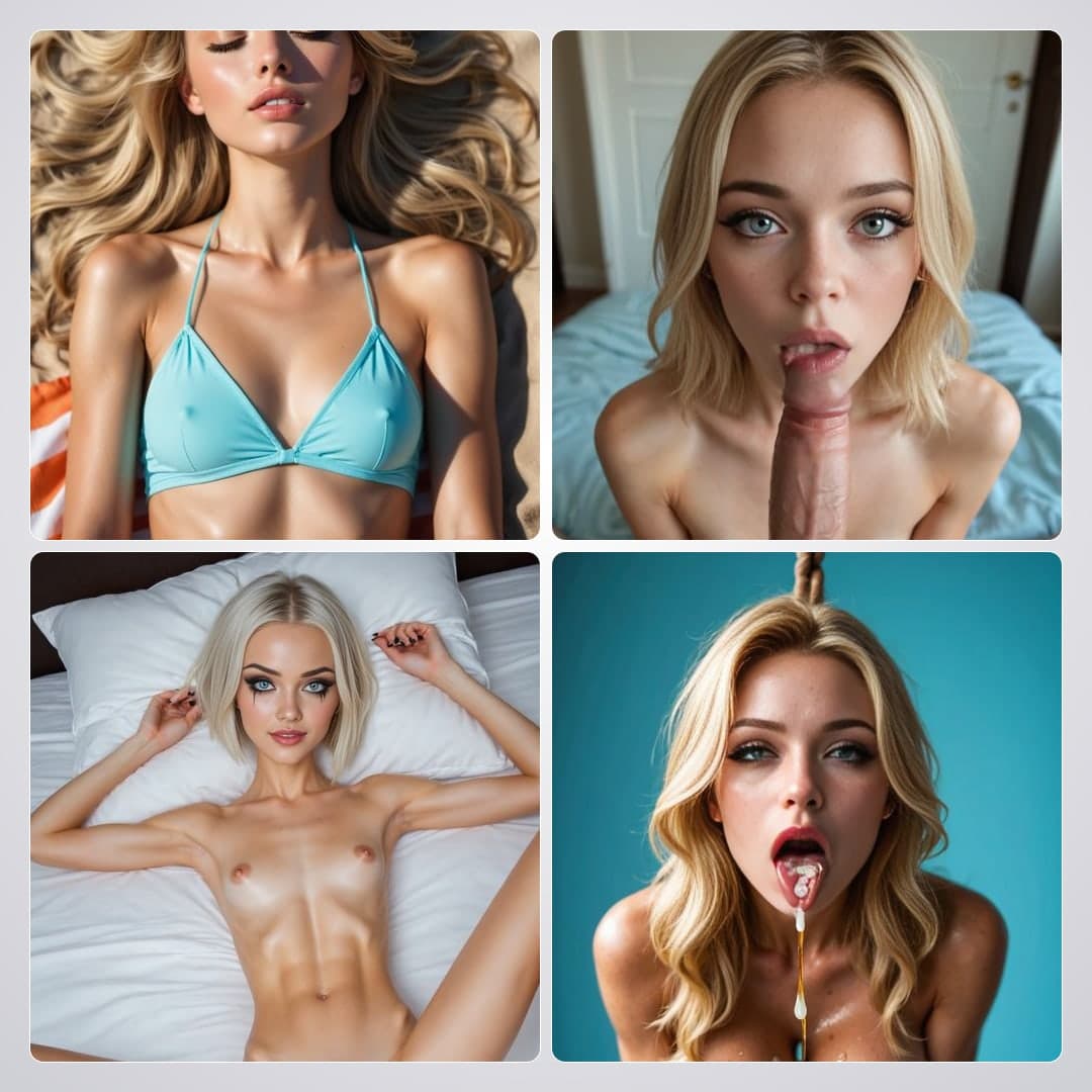 College blonde facial on blue backdrop