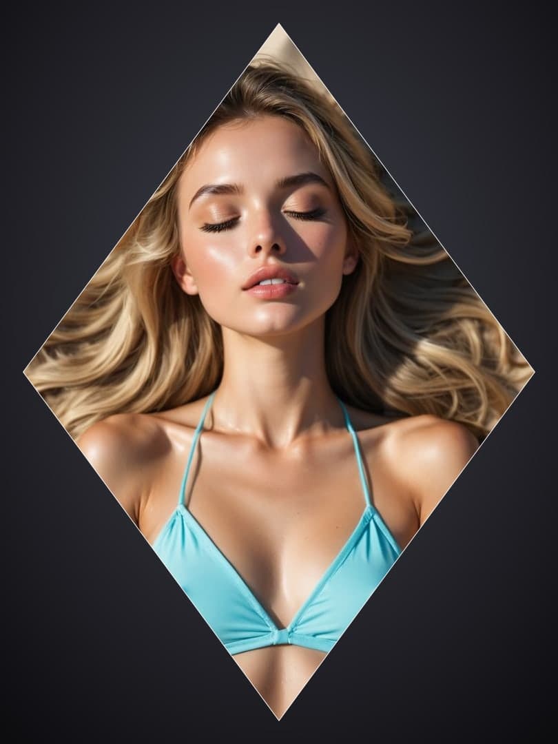 Close-up reclining in light blue bikini
