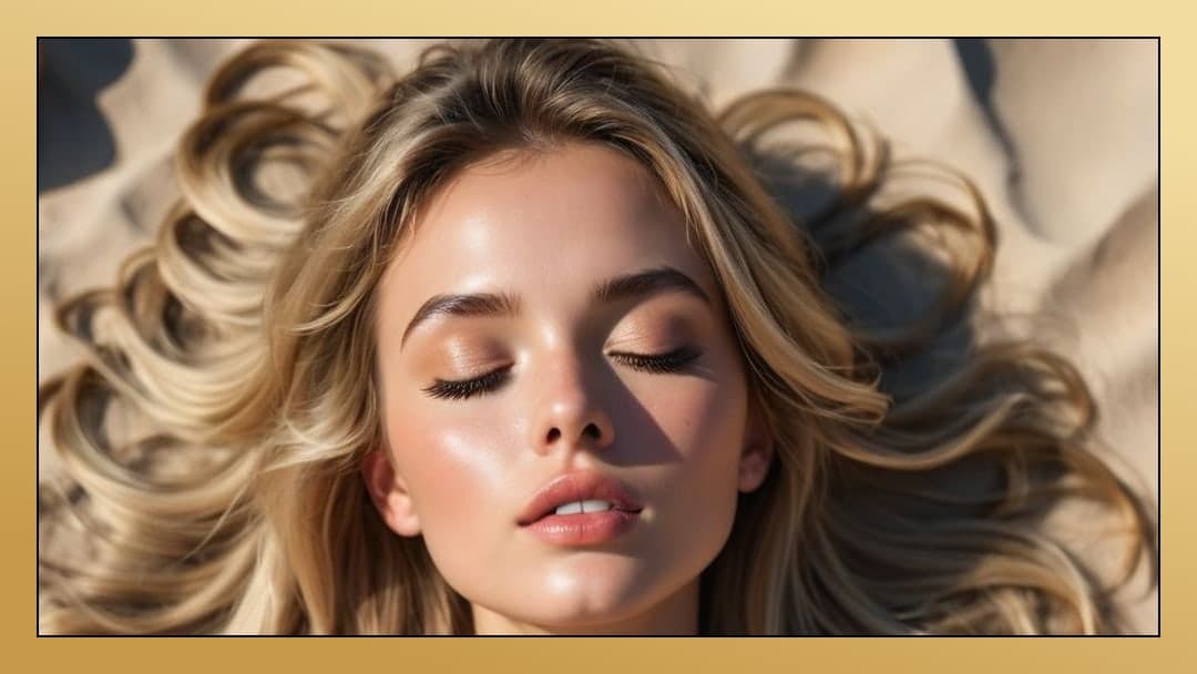 Young adult blonde relaxing on beach