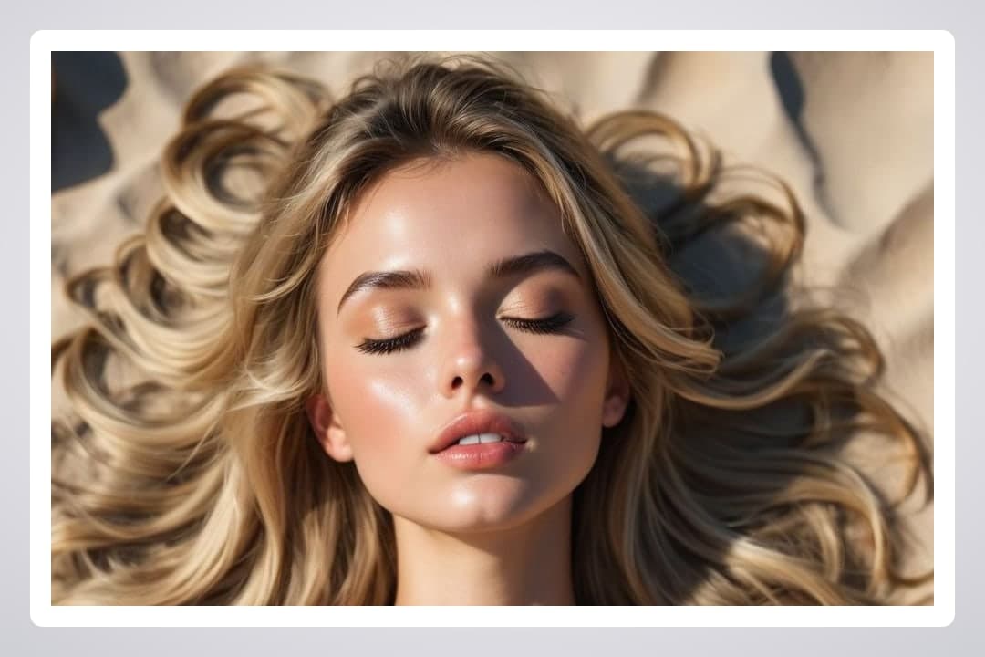 Nude blonde lying on sand