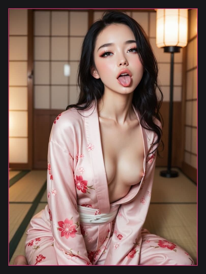 Seated on tatami full body shot